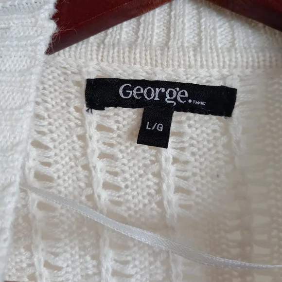 George White Short Sleeve Crochet Bolero Shrug Sweater - Picture 3 of 4